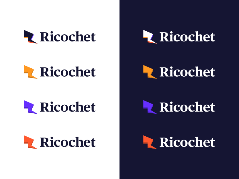 Ricochet sales r ricochet b2b identity branding logo