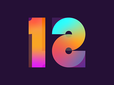 12 21 12 bold bright colourful geometric gradient gradient background numbers numerals twelve typography