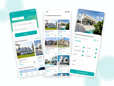 Property Application "House and Apartment" apartment app green home house mobile property ui
