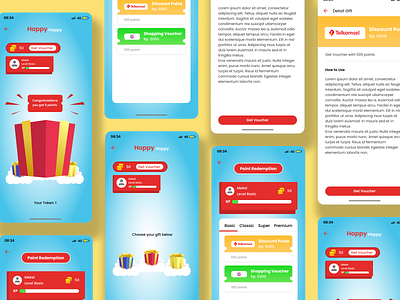 Gamification "Happy happy" Voucher Gift android app colorfull gamification gift happy ios mobile prize ui voucher