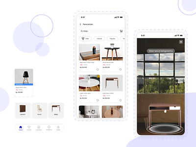 Mobile Application Furniture with "AR" android ar augmented blue design furniture happy iphone mobile mobileapp purple reality ui