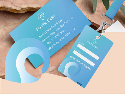 Pacific Calm Udemy Project - Mockups branding business card business card design company branding company logo corporate design fitness fitness club graphic design gym gym logo lindsay marsh logo logo design membership card pacific calm spa spa logo stay healthy udemy