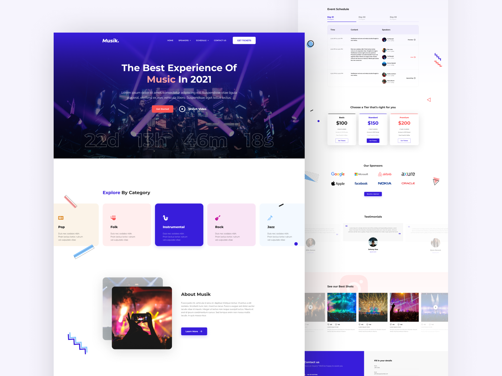 Musik - Concert Landing Page by GreeLogix on Dribbble