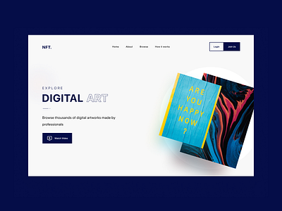 Digital Art Landing Page (NFT) art crypto design figma landing page nft sell ui website design