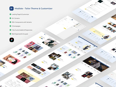 Modiste - Tailor Theme & Customizer apparel business clothes design figma landing page sewing tailor ui ui kit website design