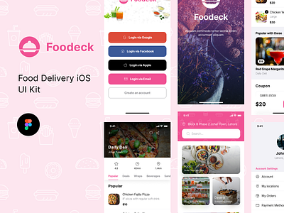 Foodeck - Food Delivery UI Kit business cafe delivery design figma food mobile app restaurant ui ui kit
