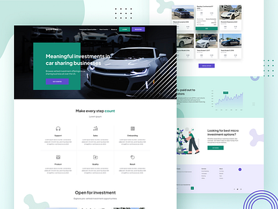 Landing Page business car car share design figma finance investment landing page ui website design