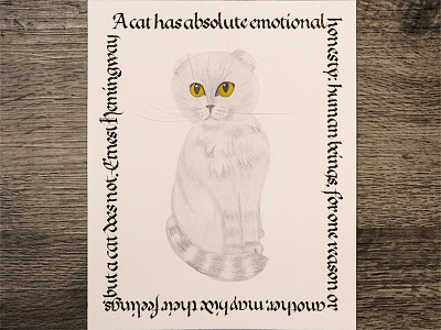 Cat Poster calligraphy cat gothiciseditalic hemingway lettering pointedgothic watercolor
