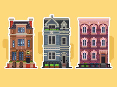 Buildings illustrations set