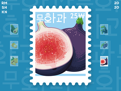 Post stamp with fig fruit