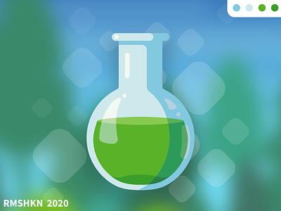 Flask with green liquid flat icon design