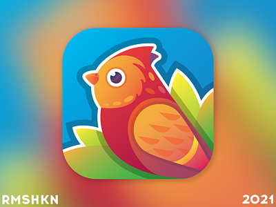 Watch the birdie application icon animal app art birds card cartoon character clean colorful design flat icon icon design illustration kids logo soft style ui vector