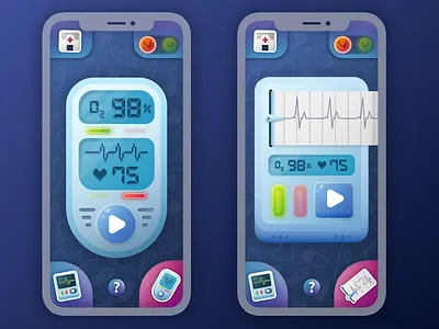 Screen designs for kids app application art cardiograph cartoon design doctor flat graphic design illustration interface kids medicine mobile product design screen style ui vector