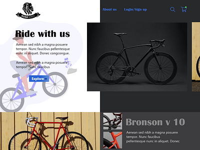 Roar Bikes website design bikes bikeshop branding design flat graphic illustration junior designer learning ui uxdesign uxui
