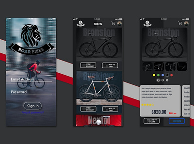 Roar bikes Project bike bikes bikeshop brand cycle design app mockup online shop project ux uxdesign xd