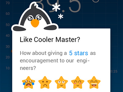 Cooler Master Star Rating face interface penguins pop up box stars