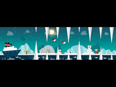 Flappy Penpen game interface background antarctic icebreaker arctic blue green clouds fish fly games icebergs interface penguins stars