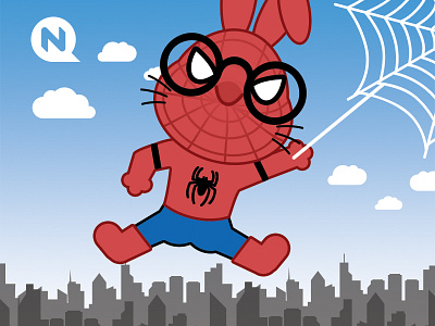 Spider-Bunny-Man bunny city protect save sky spider spider man web