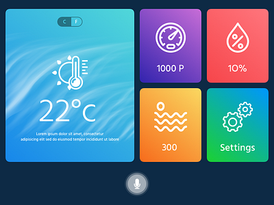 Mini Dashboard - IOT app cards colorful dashboard flat gradient miniapp sketch touch voice weather white