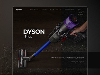 Dyson Website Redesign Concept branding concept concept design dark theme dark ui design dyson figma flat minimal minimalistic shopping shopping app technical technologies technology ui uiux uxui vector