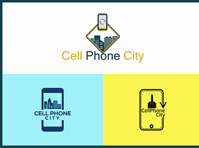 Cell Phone City design flat logo minimal minimalist modern logo