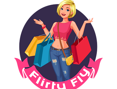 Custom Logo Design - Flirty Fly animation branding clothing logo design fashion fashion logo design illustration logo logo design logodesign logos logotype shop logo shopping vector