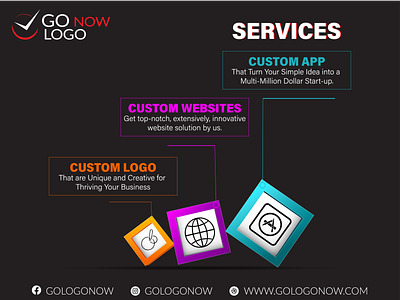 Go Logo Now - Services 2d animation 3d animation animation app branding design gologonow graphic illustration logo design ui ux web