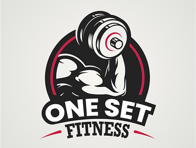 One Set Fitness design illustration logo design