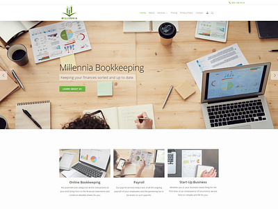 Millennia Book Keeping accounting book branding design keeping ui ux webdesign website