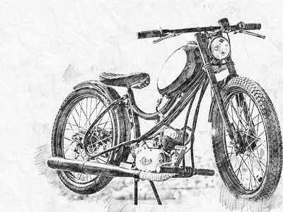 classic motorcycle sketch art