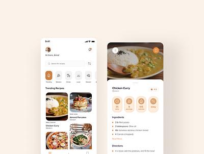 Recipe app | Mobile UI Design 100daysofui dailyui design figma homepage landingpagedesign ui ux