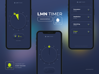 LMN Timer #Neomorphic lemon lemon app minimal minimal timer minimalist timer neomorphic neomorphism time timer app timer design