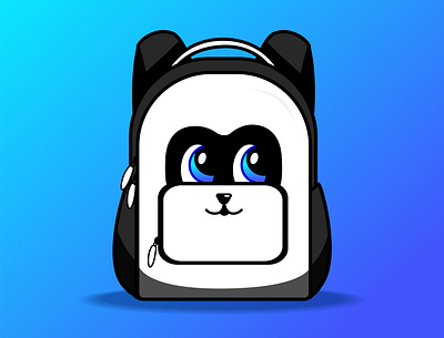 Cute panda backpack 2022 2023 design flat illustration study vector