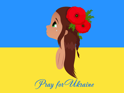 A little girl is crying on the background of the flag of Ukraine 2022 2023 design flat illustration ukraine vector