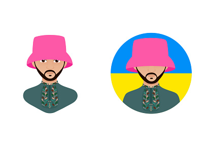 Avatar of a man in a pink headdress, in panama. Zelensky. 2022 2023 design flat graphic design illustration logo music vector