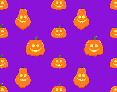 Vector seamless Halloween pattern with violet pumpkins 2022 2023 design flat graphic design illustration lantern vector
