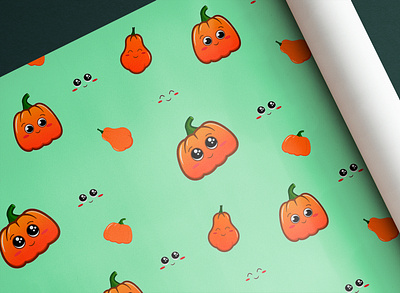 Wrapping paper with cute pumpkins 2022 2023 design flat graphic design holiday illustration vector