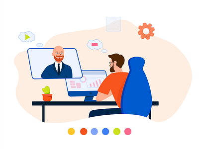 Online call flat illustration video chat