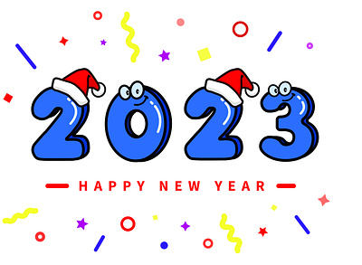 2023 new year 3d vector cartoon style . text design