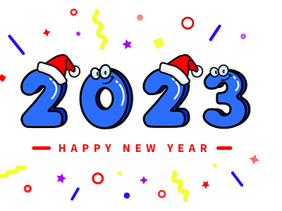 2023 new year 3d vector cartoon style .