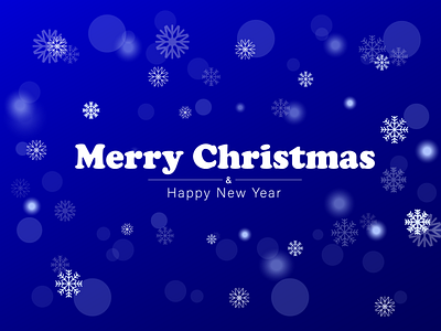 Merry Christmas and New Year Typography on a blue background