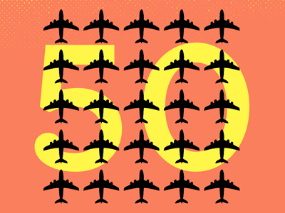50th plane. 50 airplane archer fifty plane print type