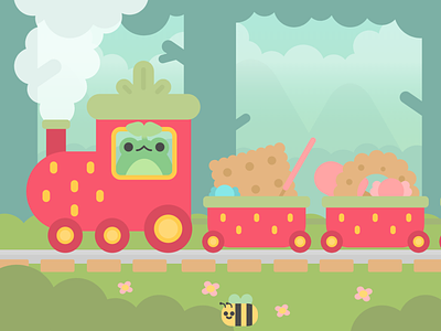 Snack Train cute design flat frog frog art graphic design illustration illustrator minimal vector wholesome