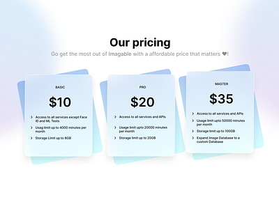 Imagable's Pricing Card UI 🤑 branding cards design developer pricing ui ux
