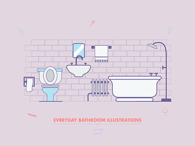 Everyday Bathroom Illustrations android iphone bathroom icon set icons illustrations ios app responsive ui ux web website