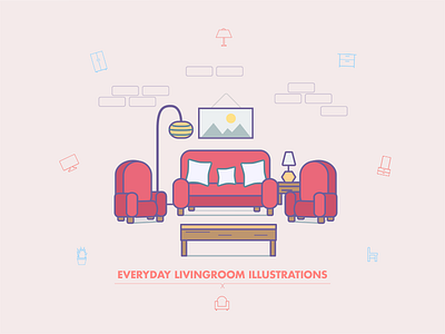 Everyday Livingroom Illustrations android iphone bathroom icon set icons illustrations ios app responsive ui ux web website