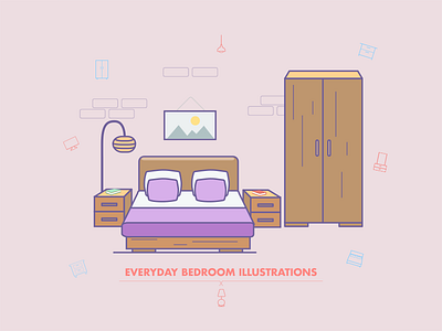 Everyday Bedroom Illustrations android iphone bedroom icon set icons illustrations ios app responsive ui ux web website