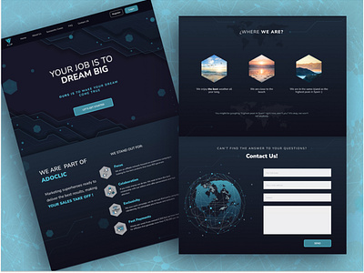 Modern and futuristic website UI design in dark