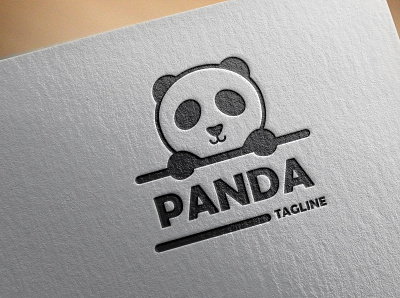 Logo Panda animal art bear black cartoon character cute design face graphic icon illustration isolated logo panda silhouette simple style white wildlife