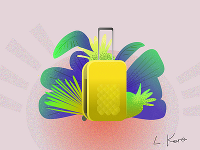 Sutecase for a great travel branding design icon illustration logo plants sun sutecase travel vector